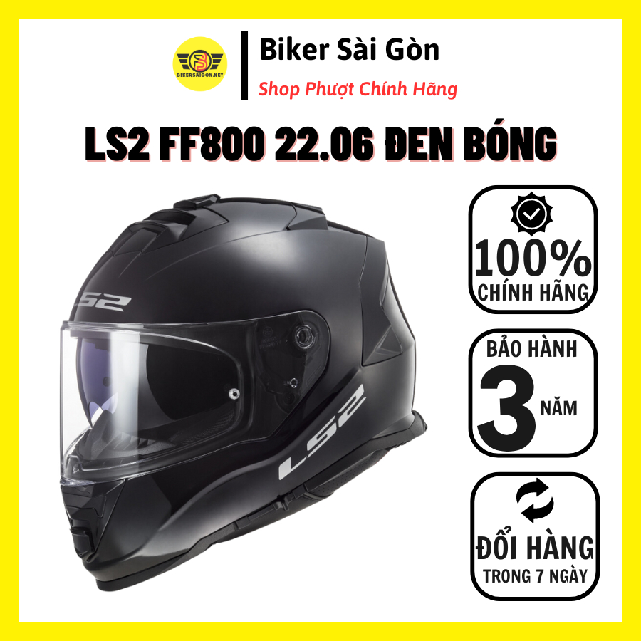 MŨ BẢO HIỂM FULLFACE LS2 FF800 STORM II ECE 22.06 Đen Bóng Kính Trong - Biker Sài Gòn