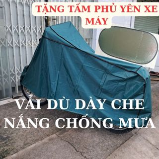 Bạt trùm xe máy Vải Dù  DÀY che nắng chống mưa TẶNG KÈM TẤM CHE YÊN XE MÁY