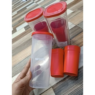 Bộ bình nhựa kèm 2 ly_ hkm nescafe