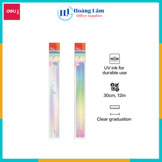  Thước kẻ cực quang deli dài 20cm 30cm H653 H654 