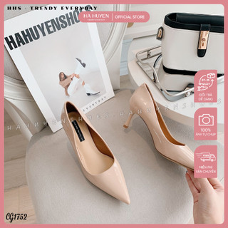 Giày cao gót nữ hà huyền da bóng trơn gót nhọn 5cm - cg1752