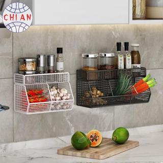 Kệ đựng gia vị 2,3 ngăn đủ màu 2 tầng treo tường CHIAN kệ đựng đồ đa năng dán tường, đựng hành tỏi