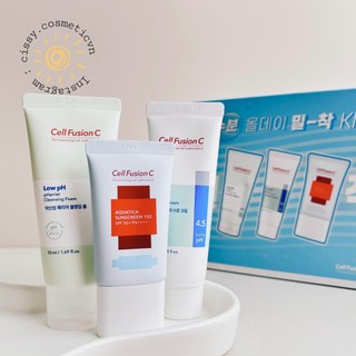 Set 3 Tuýp Cell Fusion C Low pH Cleansing Foam + Moisture Cream + Aquatica Sunscreen