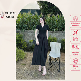 Váy thun đen dài mix gió Mót Boho mã 8751
