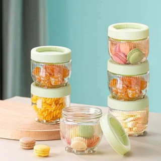 Hũ thủy tinh vân sọc 450ml, hũ lọ đựng gia vị, thực phẩm, nắp vặn