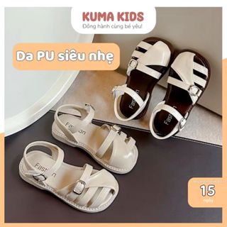Dép quai hậu bé gái xăng đan da PU mềm Kuma Kids, sandal mùa hè cho trẻ em 2,5 đến 6,5 tuổi KD27 HaBu