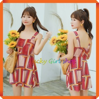 Bikini Kín Đáo Che Bụng Hoạ Tiết Khoét Vai Dạng Váy Xinh Xắn Free Size Dưới 60Kg - Lucky Girl shop NHA TRANG