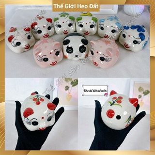 Heo đất mini lỗ tròn men sứ cute, lợn tiết kiệm size nhỏ dễ thương trái bơ, gấu trúc, dâu, nấm