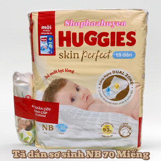 Tã dán sơ sinh Huggies Nb70 Miếng  dùng cho bé mới lọt lòng mẹ Mẫu mới Skin Perfect 0-5kg Hàng Chính Hãng