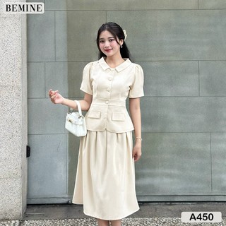 Áo kiểu nữ cổ sen tay phồng dáng peplum BEMINE A450