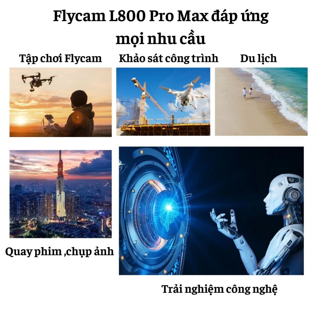 Flycam L600 /L800 Pro Max cảm biến Laser Camera chống rung 3 Trục, Playcam GPS tự bay về Pin 4500mAh | BigBuy360 - bigbuy360.vn