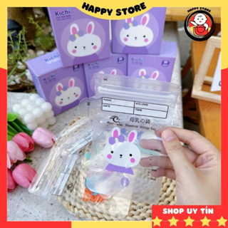 Túi trữ sữa 100ml có vòi Kichilachi cảm biến nhiệt độ, túi đựng sữa bột cho bé có khóa zip Happy