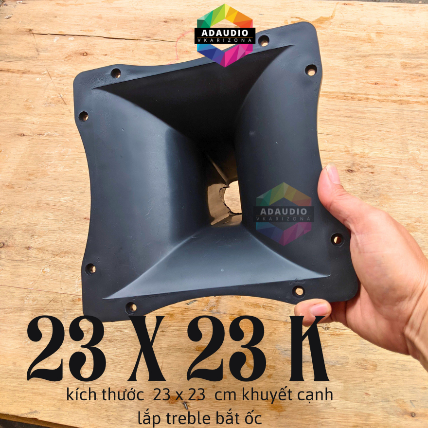 Họng loa treble 750 kích thước 23 x 23 khuyết cạnh đế bắt ốc đúc liền khối