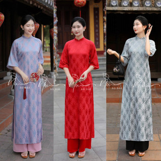 Áo dài dáng suông gấm thọ rơi, nhẹ, thoáng mát,hoạ tiết sang trọng, mặc thanh nhã, hàng may sẵn