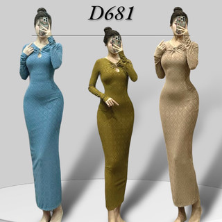 D681 - đầm body tay dài khoen cổ - ngọc lucie