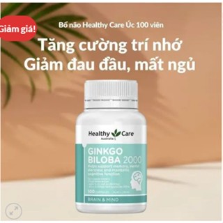 Viên uống bổ não Healthy Care Ginkgo Biloba 2000 Úc 100 viên cải thiện trí nhớ, tăng tuần hoàn não