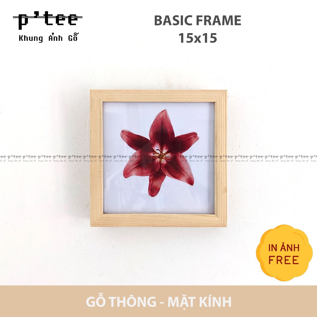 Khung ảnh 15x15 Vuông - Khung hình gỗ thông mặt kính - Khung ảnh đẹp treo tường để bàn - Picture Fra