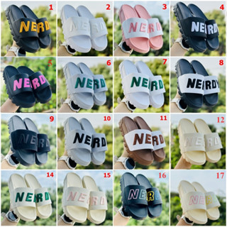 Dép Nerdy ❤️FREESHIP + VỚ❤️ Quai Ngang Nam Nữ Đế Left Right Cao 4 cm NERRDY Thêu Nỗi - TRUSTVNXK