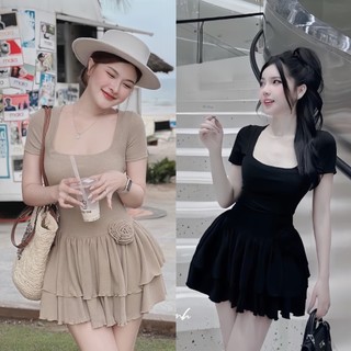 BIGSIZE HIẾU HIẾU (55-95KG) - Đầm nữ body cổ u phối tầng hoa eo nhẹ nhàng nữ tính