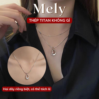 [KHÔNG ĐEN GỈ] Dây chuyền titan, vòng cổ 2 sợi mạ vàng kiểu dáng hiện đại cá tính - Mely 14