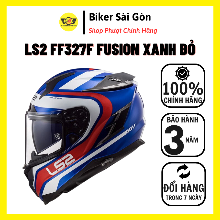 MŨ BẢO HIỂM FULLFACE LS2 FF327 CHALLENGER SỢI THUỶ TINH Fusion Blue Red - Biker Sài Gòn