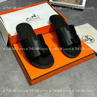 Dép HM Đế Gỗ Nam Full Đen Da Sần LÁ LUA Cao Cấp - Dép Chữ H Bản Da Đế Gỗ Hàng Sc Full Box + túi vải