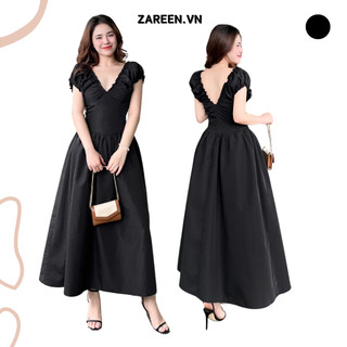 Zareen | đầm dài cổ v zareen dax76 - đen
