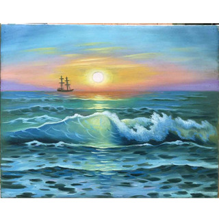 Ra khơi - tranh sơn dầu vẽ tay 40x50cm