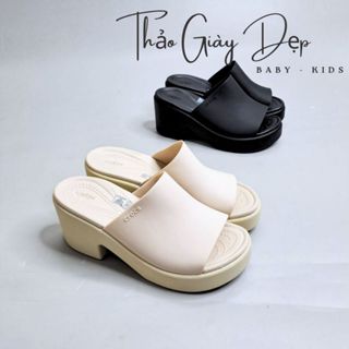 Dép Crocs Brooklyn Slide Heel Chính Hãng Guốc đế cao 5 7 phân LS042