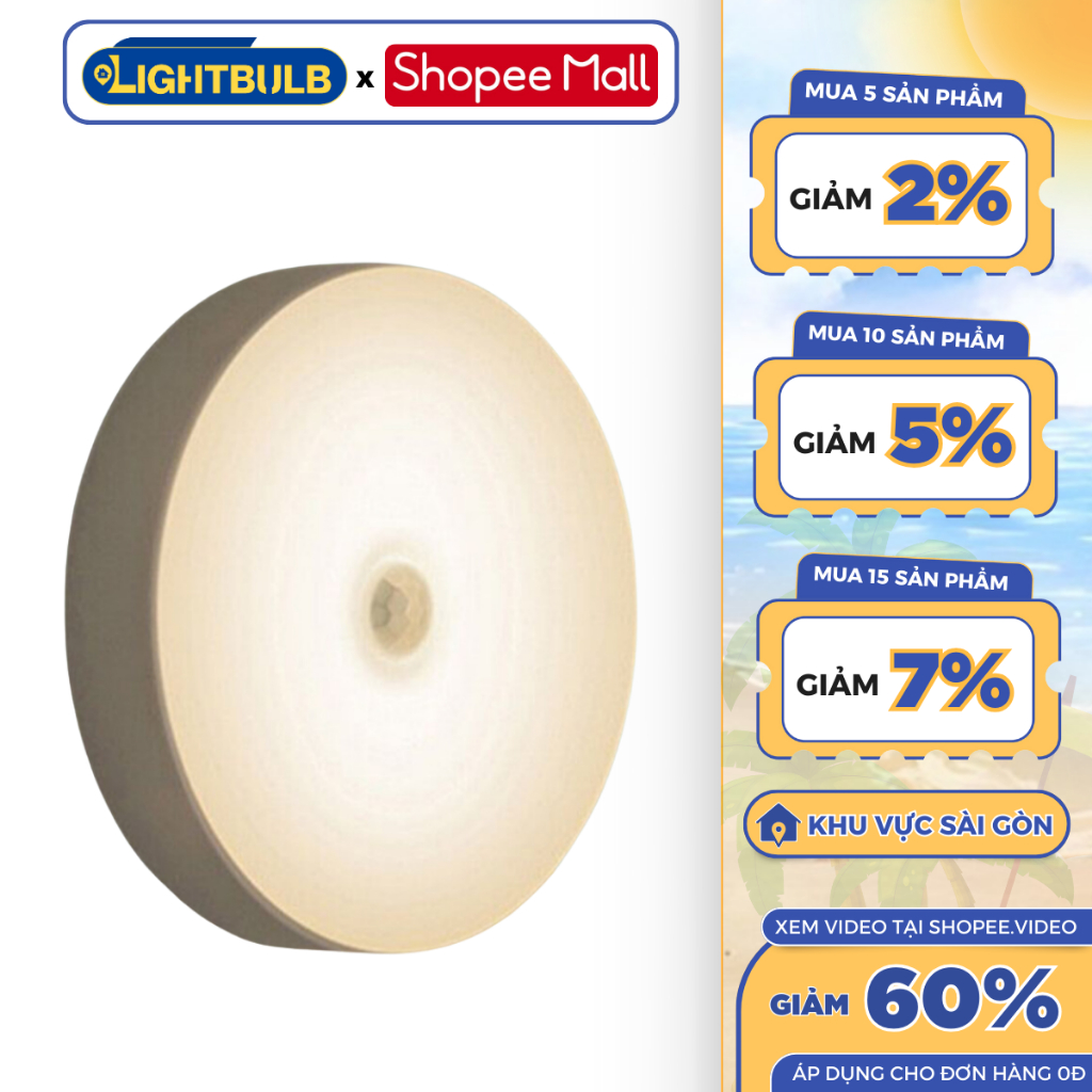 Đèn Led Cảm Biến Chuyển Động LIGHTBULB  Đèn Cảm Ứng Gắn Tường Cầu Thang Tủ Quần Áo Thông Minh Sạc USB