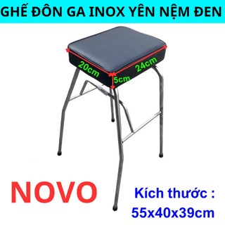 Ghế xe máy novo ,ghế đôn ga inox yên nệm đen novo, ghế đôn ga không tựa an toàn cho bé