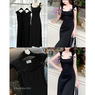 Váy body dáng dài phối nơ suông dài [VẢI DÀY DẶN KHÔNG LỘ] dáng xoè co giãn 4 chiếu hàng cao cấp-Sẵn