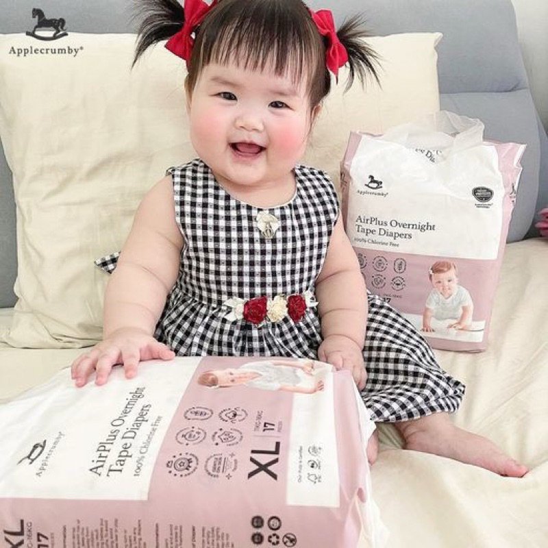 (Chính Hãng) Mẫu Mới Bỉm dán/quần Applecrumby Airplus Overnight cao cấp NB20/S23/M21/L19/M21/L19/XL1