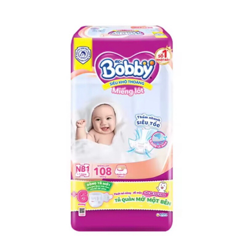 (HÀNG CỘNG MIẾNG) MIẾNG LÓT SƠ SINH BOBBY NEWBORN 1-108 MIẾNG/NB2-64 miếng/NB1-64 miếng