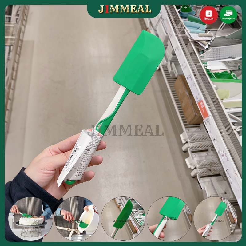 Phới Trộn Bột, Vét Bột IKEA GUBBRORA Silicon Chịu Nhiệt Tốt Dài 25cm Trắng Xanh