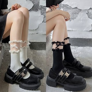 Vớ Dài Ngang Bắp Chân  nhún jk Phối Ren Và Nơ Phong Cách Lolita Nhật Bản Dễ Thương