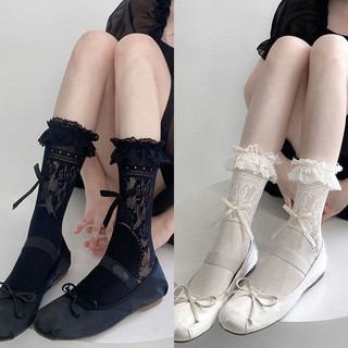 Nơ Tất Nữ Mùa Hè Mỏng Mềm Mại Cô Gái Ren Jk Bê Tất Ba Lê Phong Cách Nơ Tất Y2k