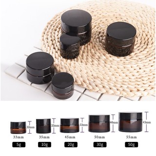 Hũ thủy tinh nâu nắp đen / vàng 5g, 10g, 15g, 20g, 30g, 50g, 100g - Hủ chiết mỹ phẩm, đựng kem face,  phụ kiện du lịch.