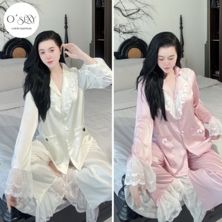 Đồ bộ tiểu thư chấm bi trơn xinh xắn chất liệu lụa latin cao cấp QC