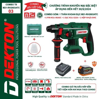 Máy khoan bê tông pin 21v dekton m21-rh2603atc