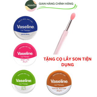 Son dưỡng môi Vaseline Hộp thiếc 20g Vaseline Lip Therapy - Bill Anh tặng cọ silicon tán son tiện dụng Moonchic