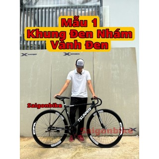 Xe Đạp Thể Thao Fixed Gear Và Single Màu Đen Nhám Vành 4 Phân (Kèm Dây Strap Và Đồ Lắp)
