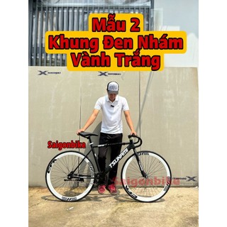 Xe Đạp Thể Thao Fixed Gear Và Single Màu Đen Nhám Vành 4 Phân (Kèm Dây Strap Và Đồ Lắp)