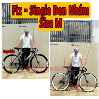 Xe Đạp Thể Thao Fixed Gear Và Single Màu Đen Nhám Vành 4 Phân (Kèm Dây Strap Và Đồ Lắp)