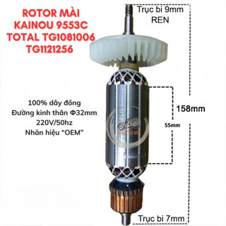 Rotor mài Kenyo Kainou 9553C, Total TG1081006, TG1121256 Thân 32mm Dài 159mm 220V - Tặng chổi than