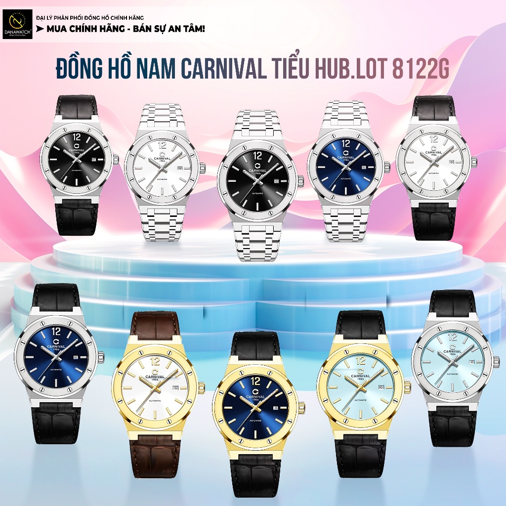 Đồng hồ nam Carnival Tiểu Hublot 8122G-VV-DD-D – Tặng gói bảo hành kim cương