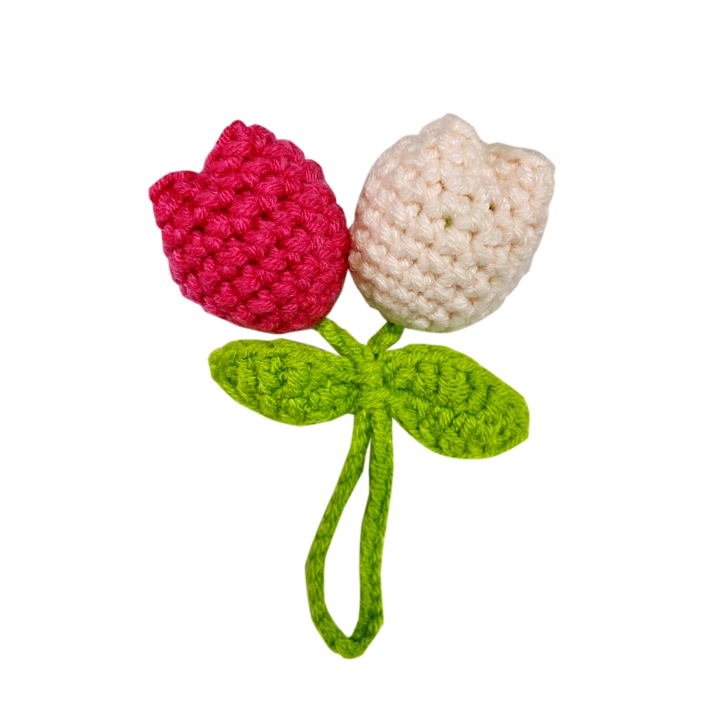 Móc khóa bằng len handmade (hoa tulip)