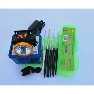   Combo  Bộ dụng cụ lấy ráy tai + đèn pin đội đầu G8-A4  ánh sáng trắng . Bộ sản phẩm chuyên dụng lấy ráy tai  soi tai 
