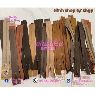 Dây kéo HKK 18cm may quần, bóp ví tông nâu