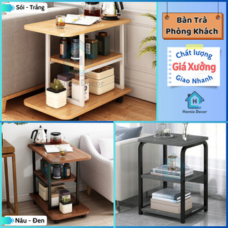 Bàn cà phê phòng khách có bánh xe cạnh sofa bàn trà, bàn di động - Homie Decor